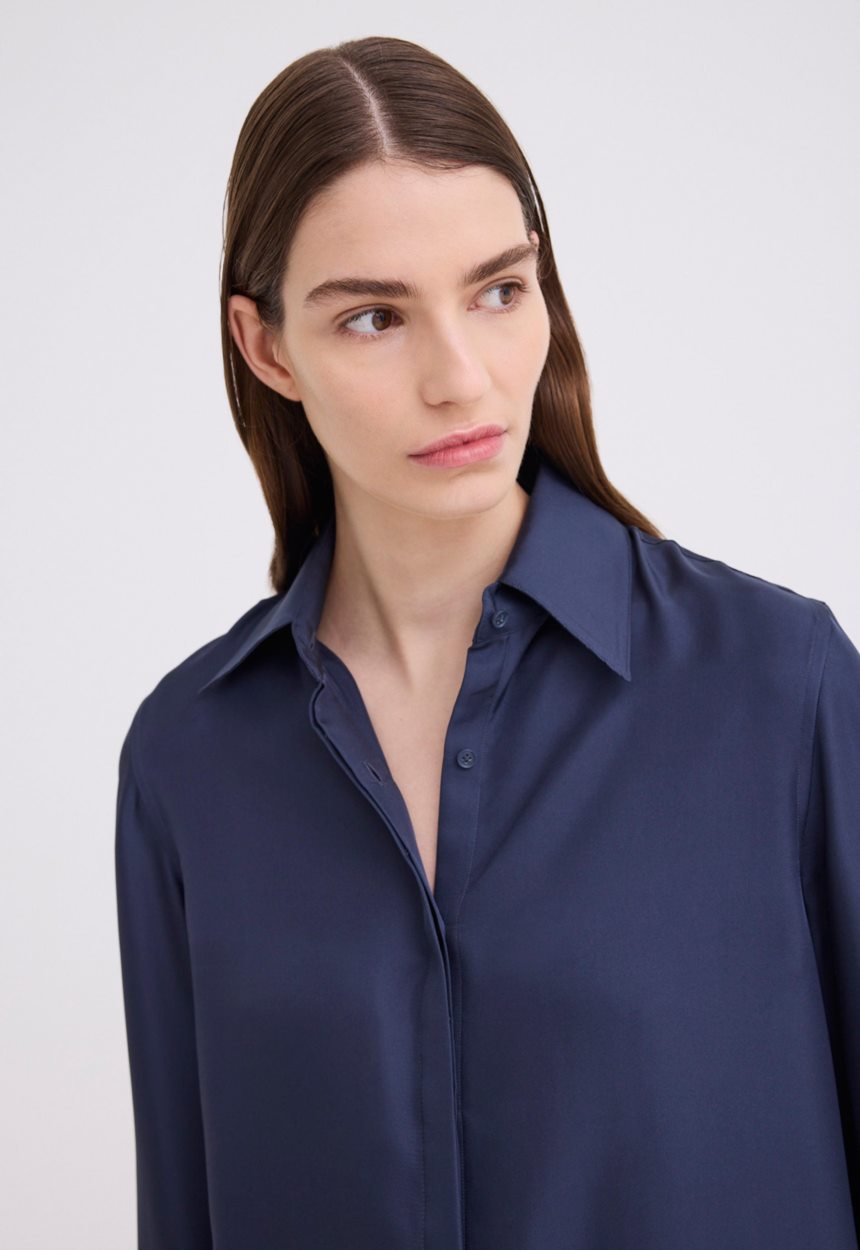 Jac + Jack Iver Silk Twill Shirt - Sly Blue